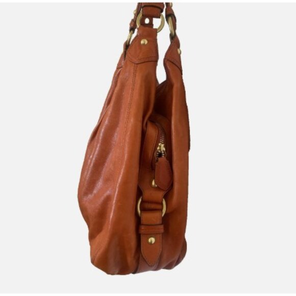 COACH Maggie Orange Terracotta Leather 3 Compartment Shoulder Handbag - Picture 2 of 4